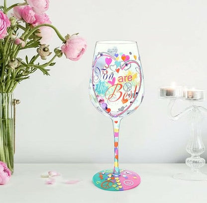 Hand-Painted Wine Glass 'You are the Best' - Personalized Birthday Gift for Women
