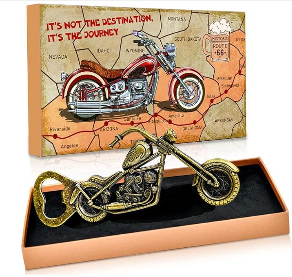 Motorcycle Beer Bottle Opener - Vintage Zinc Alloy Gift for Men Dad Grandpa with Gift Box