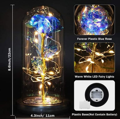 Galaxienrose in Glaskuppel mit LED-Beleuchtung – Ewiges Blumengeschenk zum Muttertag