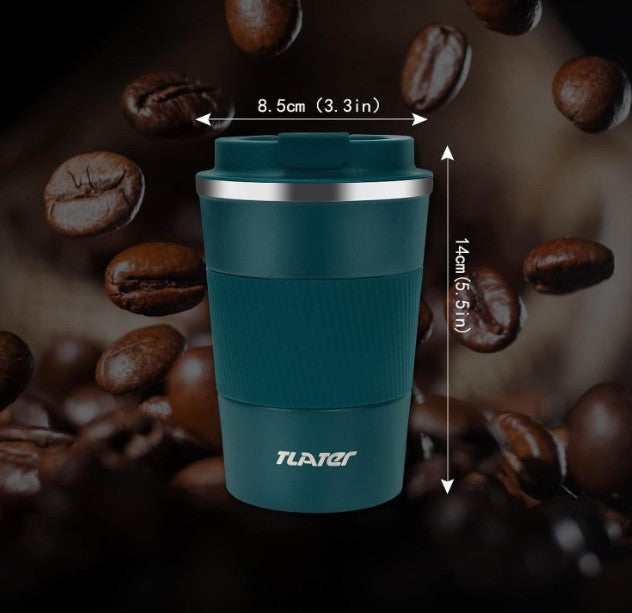 Tlater Coffee Mug to Go – 380 ml Thermobecher für unterwegs – Vakuumisolierter, doppelwandiger Edelstahl – Auslaufsicher