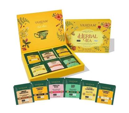 VAHDAM Herbal Tea Gift Set - 6 Teas, 36 Pyramid Tea Bags - Assorted Varieties Pack