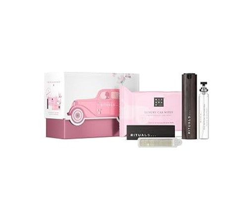 RITUALS Das Ritual of Sakura Autoparfüm-Geschenkset – Enthält ein Autoparfüm, eine Packung Autoreinigungstücher und einen wiederverwendbaren Holzhalter mit 2 nachfüllbaren Lufterfrischern