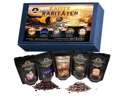 Premium-Kaffee-Geschenkset – 5 seltene Sorten, je 100 g ganze Bohnen