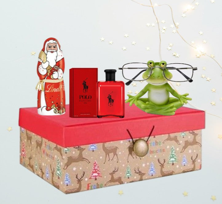 Premium-Weihnachtsgeschenkbox – Polo Red, Lindt Schokolade &amp; festliche Accessoires