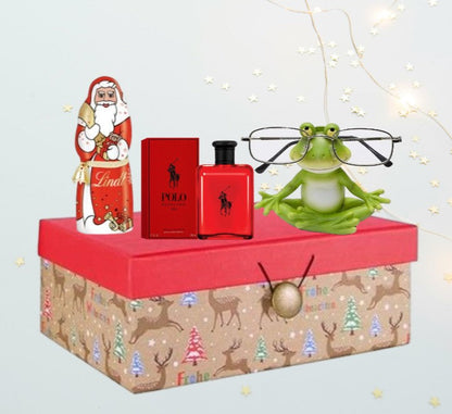 Premium-Weihnachtsgeschenkbox – Polo Red, Lindt Schokolade &amp; festliche Accessoires
