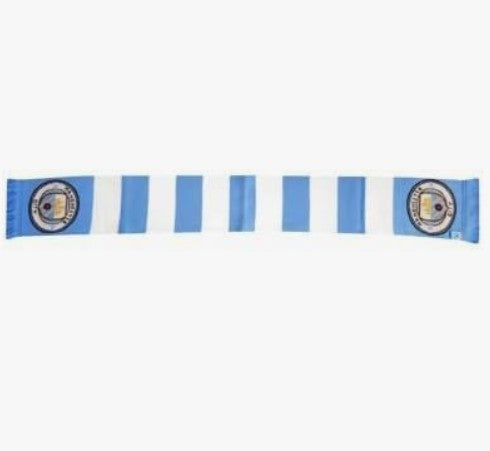 Official Manchester City Crest Bar Scarf - 100% Acrylic 155cm