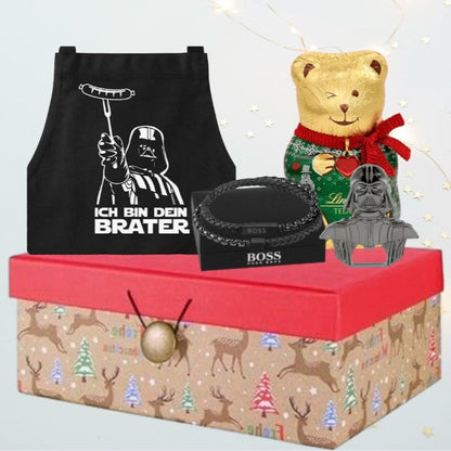Star Wars Grillschürzen-Geschenkset – Herren-Grillschürze mit Darth Vader Flaschenöffner &amp; weihnachtlichen Extras