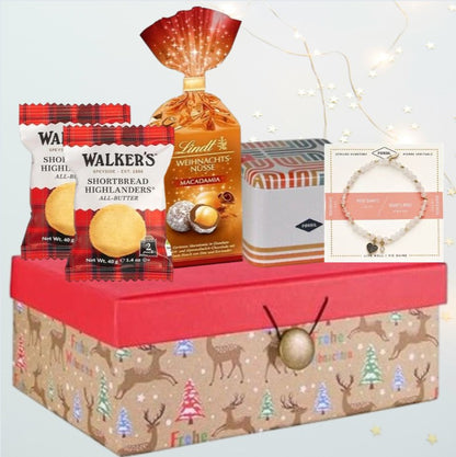 Luxuriöse Weihnachtsgeschenkbox – Fossil-Armband &amp; Premium-Leckereien für Sie