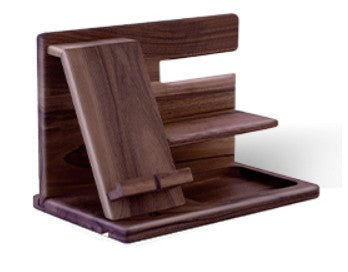 Wooden Phone Docking Station - Men's Bedside Organiser for Watches, Wallets & Accessories