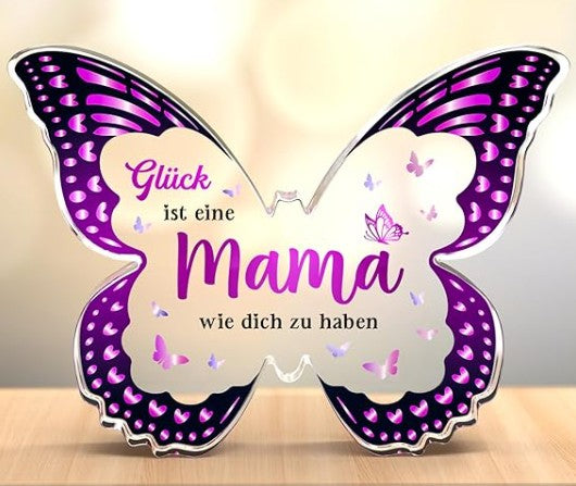 Swarovski Hyperbola Herz-Halskette – Geschenk für Mama – mit lila Schmetterlingsverzierung und Lindt Pralinen