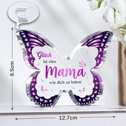 Swarovski Hyperbola Herz-Halskette – Geschenk für Mama – mit lila Schmetterlingsverzierung und Lindt Pralinen