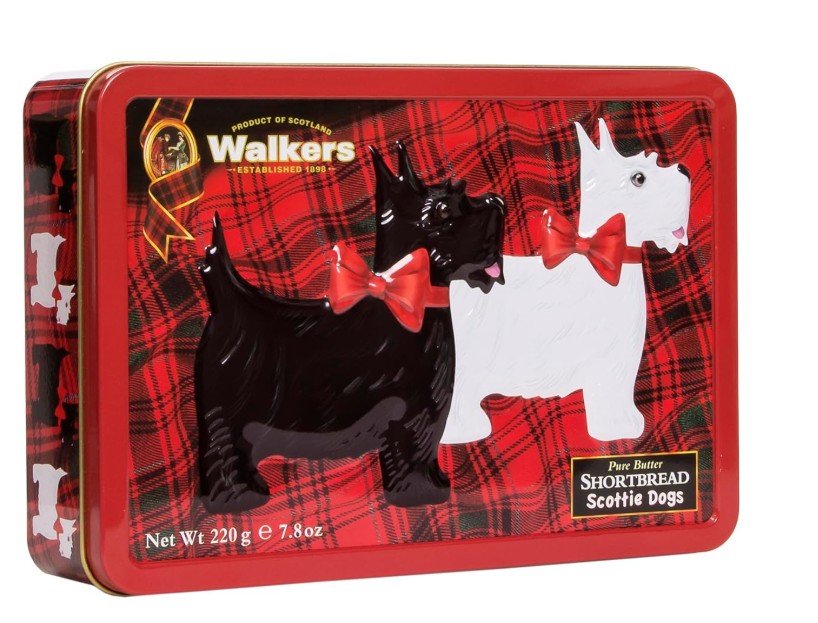 Swarovski-Schwanenhalskette – Geschenk für Oma – mit herzförmiger Acrylverzierung und Walkers Shortbread-Dose