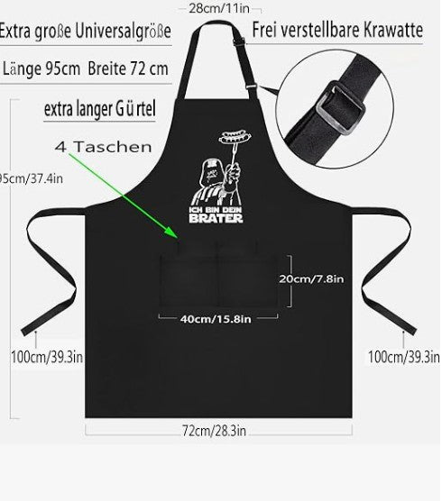 Star Wars Grillschürzen-Geschenkset – Herren-Grillschürze mit Darth Vader Flaschenöffner &amp; weihnachtlichen Extras
