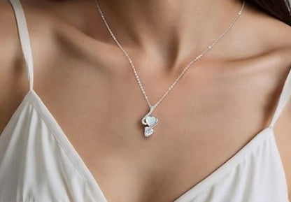 Christmas Gift - 'I Love You' Opal Necklace with Cute Reminder Plush & Lindt Pralines