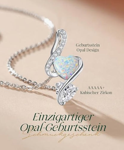 Christmas Gift - 'I Love You' Opal Necklace with Cute Reminder Plush & Lindt Pralines