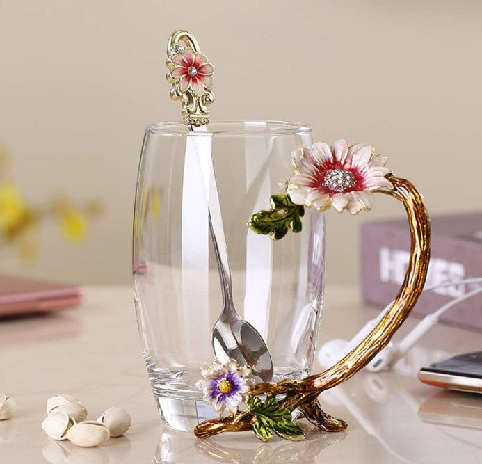 Premium Christmas Gift Box - Swarovski Stilla Earrings, Sunflower Tea Cup & Lindt Weihnachts-Zauber