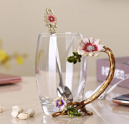 Premium Christmas Gift Box - Swarovski Stilla Earrings, Sunflower Tea Cup & Lindt Weihnachts-Zauber