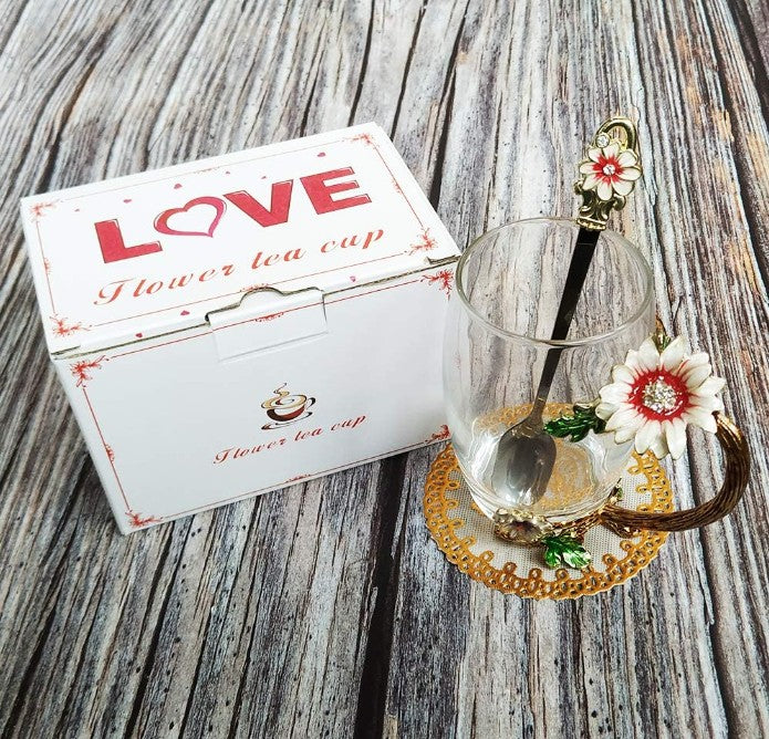 Premium Christmas Gift Box - Swarovski Stilla Earrings, Sunflower Tea Cup & Lindt Weihnachts-Zauber