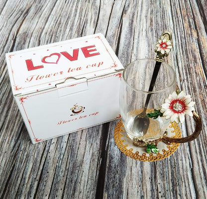 Premium Christmas Gift Box - Swarovski Stilla Earrings, Sunflower Tea Cup & Lindt Weihnachts-Zauber