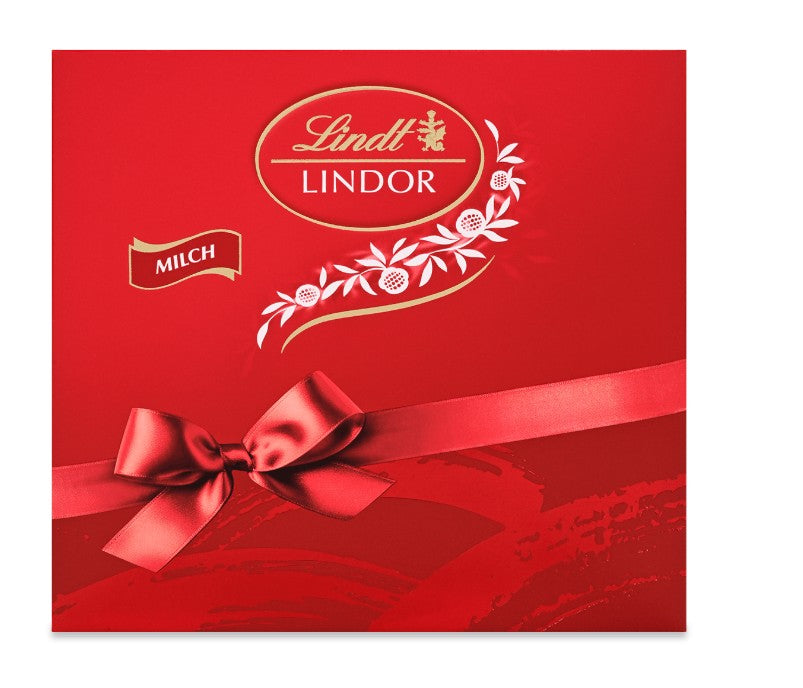 Swarovski Hyperbola Herz-Halskette – Geschenk für Mama – mit lila Schmetterlingsverzierung und Lindt Pralinen