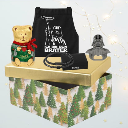 Star Wars Grillschürzen-Geschenkset – Herren-Grillschürze mit Darth Vader Flaschenöffner &amp; weihnachtlichen Extras