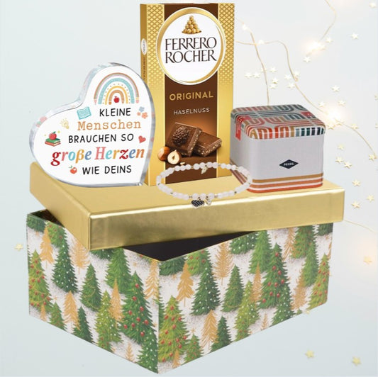 Christmas Gift Box for Teacher - 'Thank You' FOSSIL Bracelet & Heart Sign