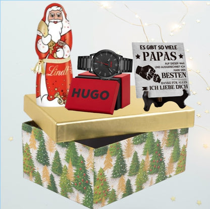 Premium-Weihnachtsgeschenkbox – HUGO-Uhr &amp; Papa-Geschenkset