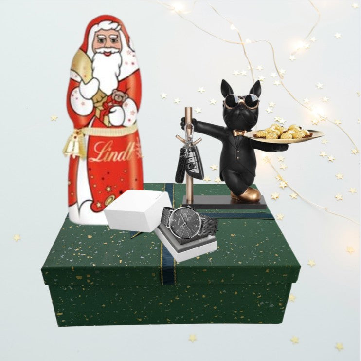 Merry Christmas Gift Box - BERING Watch, French Bulldog Butler & Lindt Santa