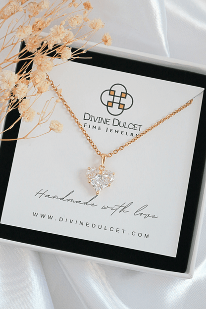 Radiant Heart Cubic Zirconia Necklace 24K Gold - Let your heart sparkle — timeless elegance with a modern twist