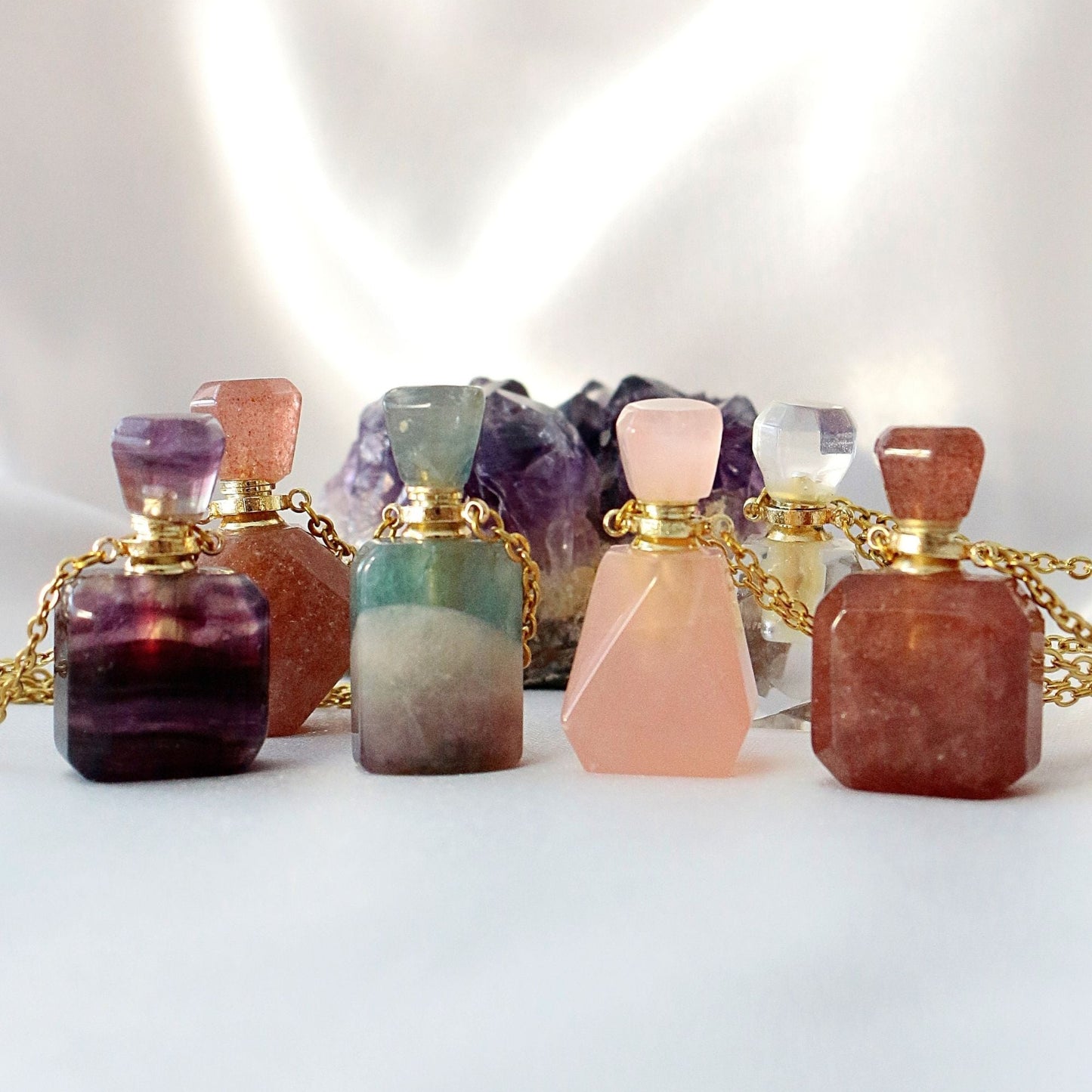Healing Natural Stone Bottle Charm Necklace -  Because your healing vibes deserve to go wherever you do