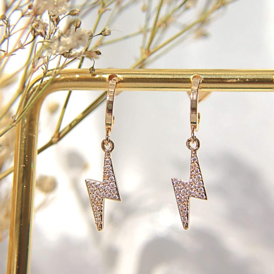 Lightning Earrings with Sparkling Cubic Zirconia - Because a little spark can light up your whole day.