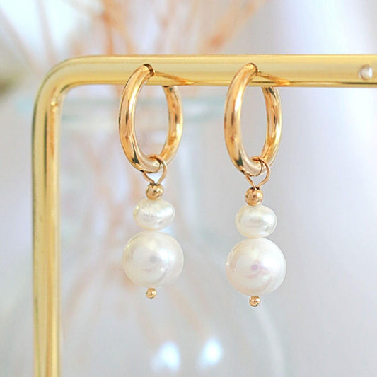 Minimalist Freshwater Pearl Hoop Earrings - Effortless elegance for every day