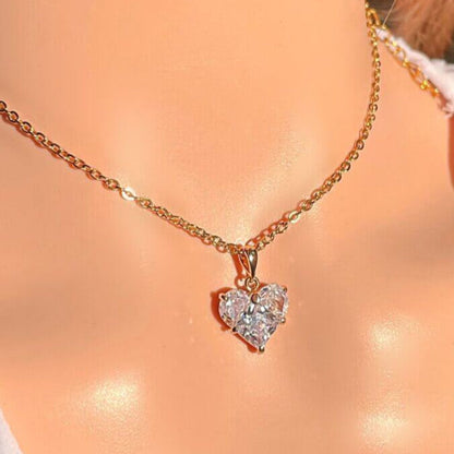 Radiant Heart Cubic Zirconia Necklace 24K Gold - Let your heart sparkle — timeless elegance with a modern twist