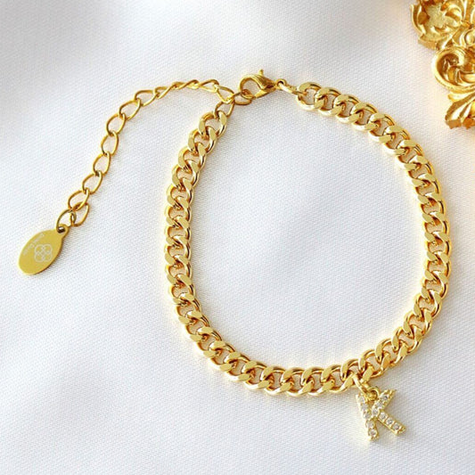 Personalisiertes Armband aus dicker kubanischer Kette mit Initialen, 24 Karat – Weil Ihr Stil es verdient, Sie laut auszudrücken