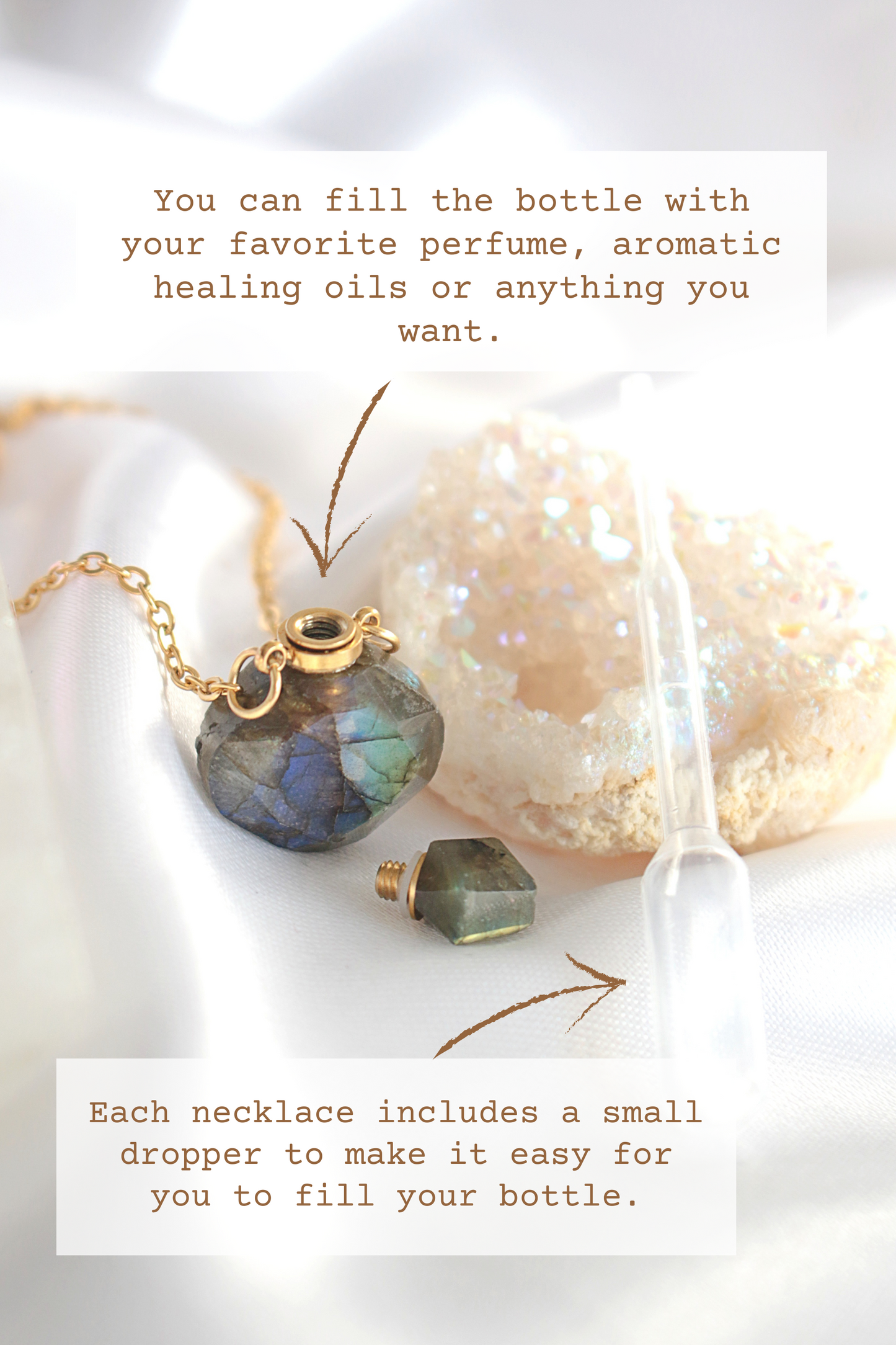 Luxury Natural Crystal Bottle Necklace - Because your favourite scents deserve to travel with you in st