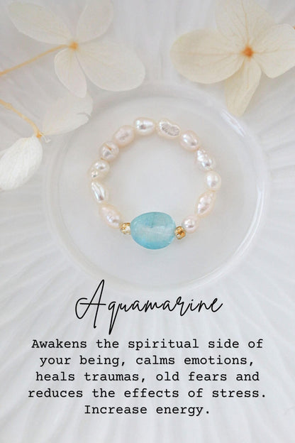 Elastic Rings with Natural Crystals & Freshwater Pearls - Wear your energy, Align your vibe.