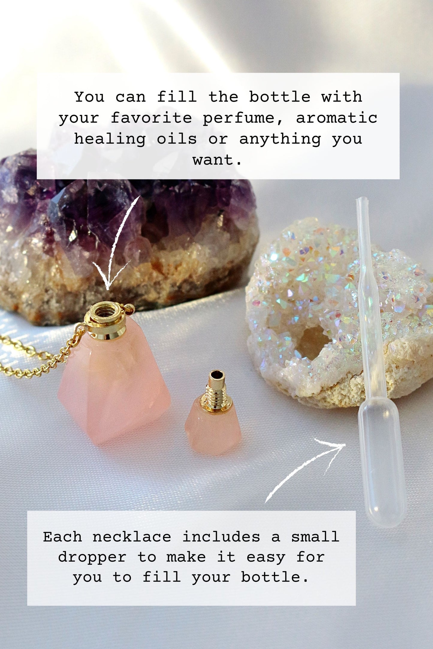 Healing Natural Stone Bottle Charm Necklace -  Because your healing vibes deserve to go wherever you do