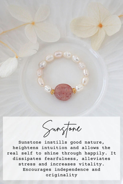 Elastic Rings with Natural Crystals & Freshwater Pearls - Wear your energy, Align your vibe.