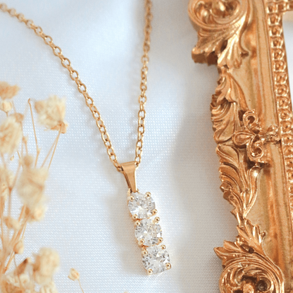 Teardrop Cage Cubic Zirconia Necklace  24K Gold - Delicately bold — Minimalist statement with radiant sparkle