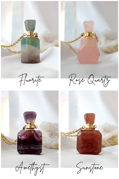 Healing Natural Stone Bottle Charm Necklace -  Because your healing vibes deserve to go wherever you do