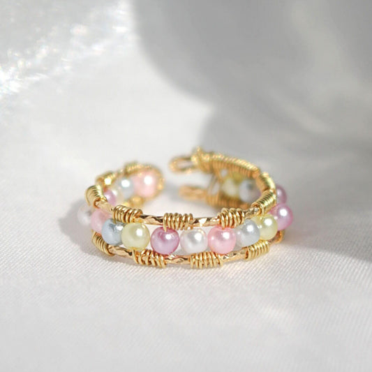 18 Karat Pastel Rainbow Hand Wired Band Ring - Wear a little magic on your finger, handmade with love and color.