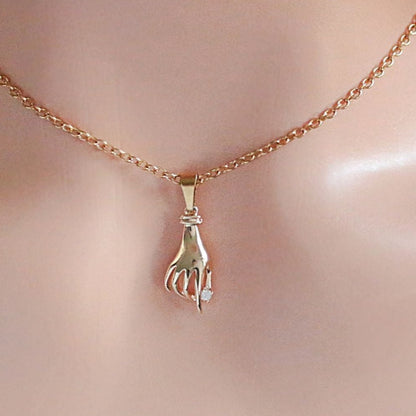 Dainty Hand Pendant Necklace — Sparkling Elegance in 24k Gold Plating