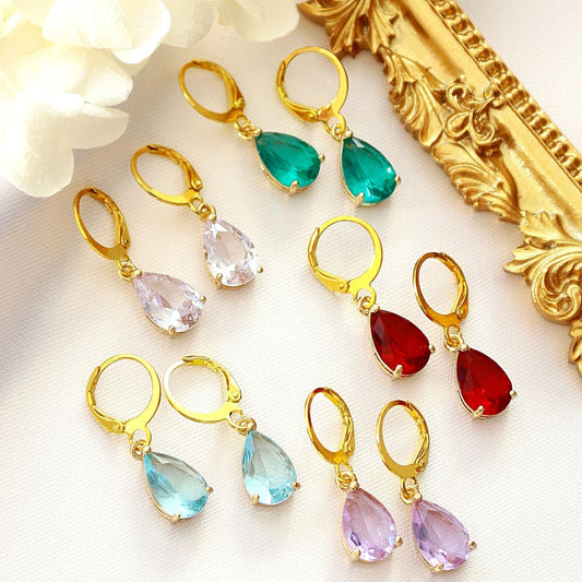 Rainbow Teardrop Hoop Earrings – Dainty & Sparkling
