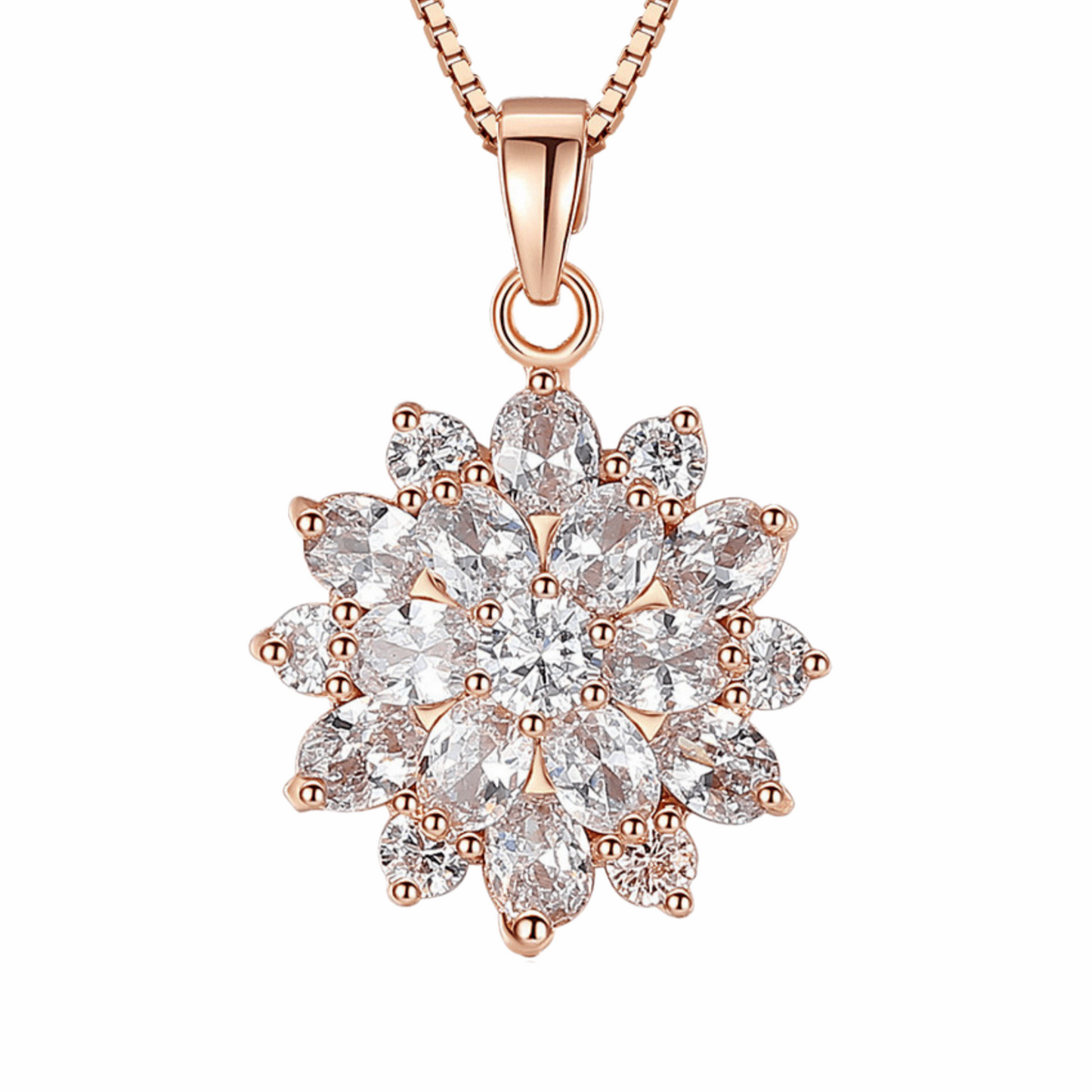 Diamond Sunflower Pendant Necklace 18 Karats Gold Plated - Adds a soft glow to any outfit