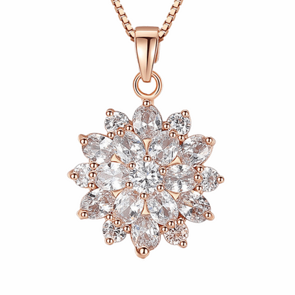 Diamond Sunflower Pendant Necklace 18 Karats Gold Plated - Adds a soft glow to any outfit