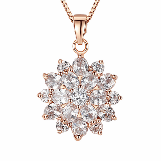 Halskette mit Diamant-Sonnenblumen-Anhänger, 18 Karat vergoldet – verleiht jedem Outfit einen sanften Glanz