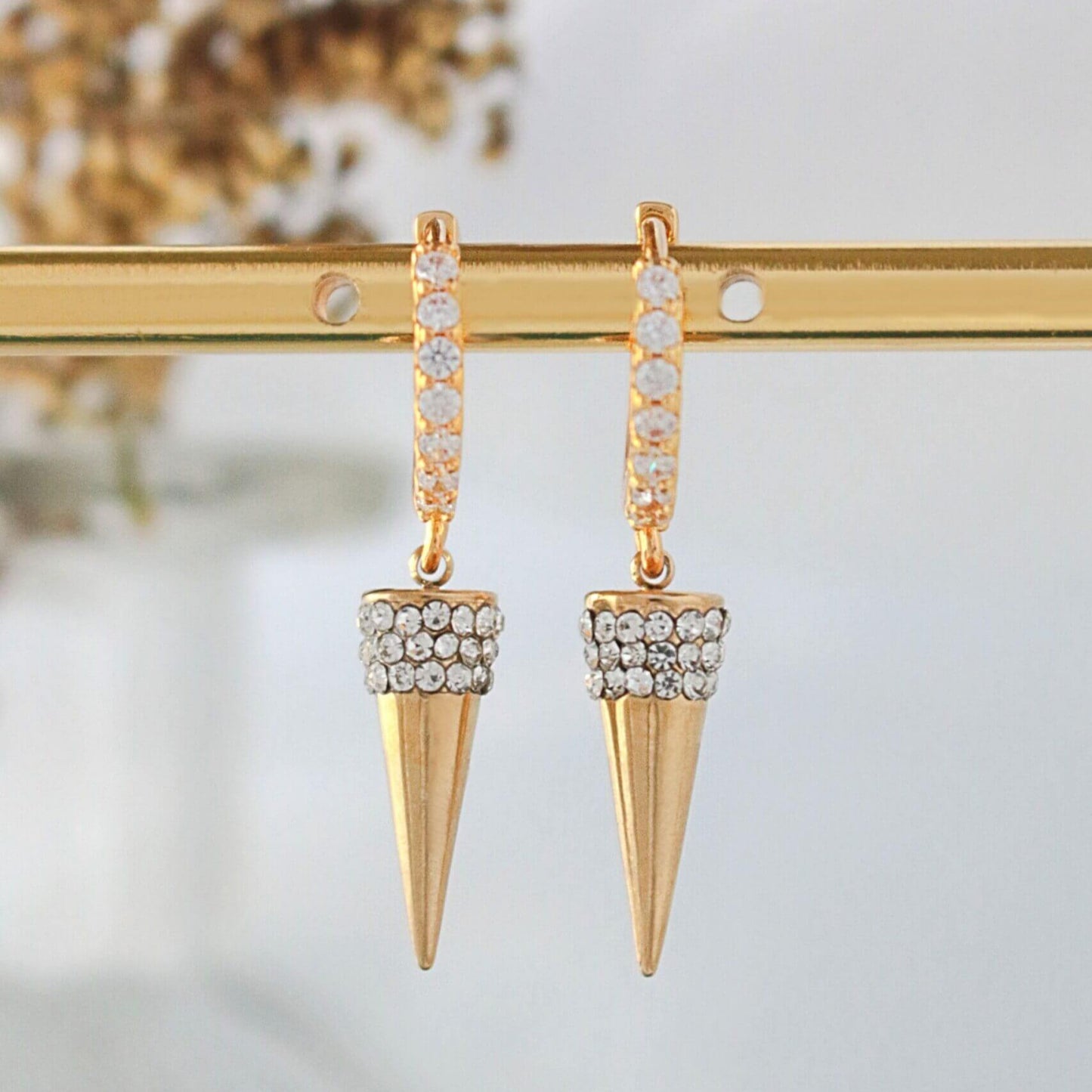 Geometric Cone Hoop Earrings  24K Gold Plated - Dazzle in Every Angle