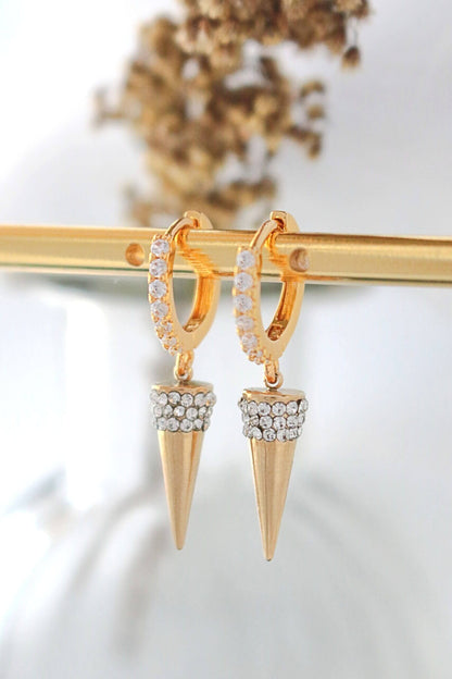 Geometric Cone Hoop Earrings  24K Gold Plated - Dazzle in Every Angle