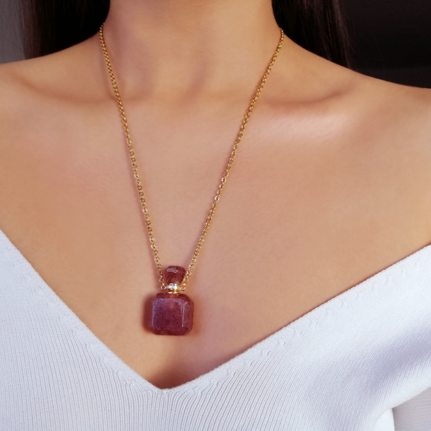Healing Natural Stone Bottle Charm Necklace -  Because your healing vibes deserve to go wherever you do